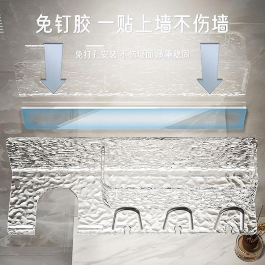 高档亚克力免打孔卫生间置物架浴室漱口牙刷架挂墙式吹风机收纳架 商品图4