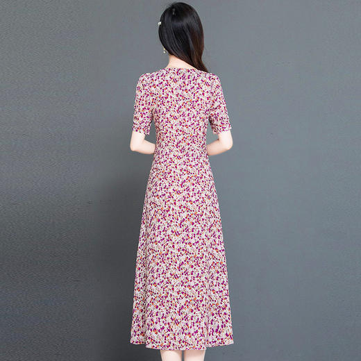 QYMTYH-239349-Y 红色印花连衣裙夏季新款碎花裙时尚气质女装中长款高腰A字裙 商品图2