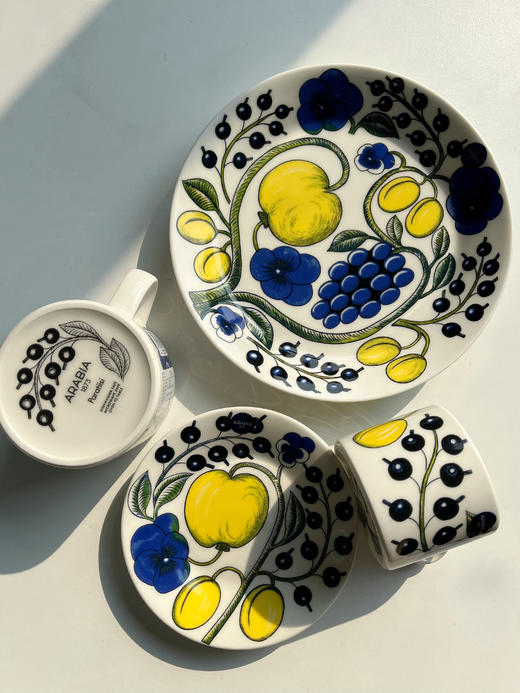 【新】芬兰Arabia硕果Paratiisi陶瓷马克杯咖啡杯套装蓝黄经典款 商品图2