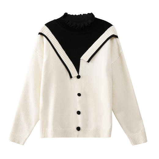 鹿向南《白茶甜心》温柔假两件毛衣女秋冬2023新款设计感高领上衣 商品图3