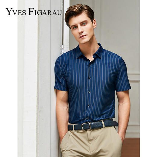 YvesFigarau伊夫·费嘉罗休闲条纹短袖衬衫932409 商品图0