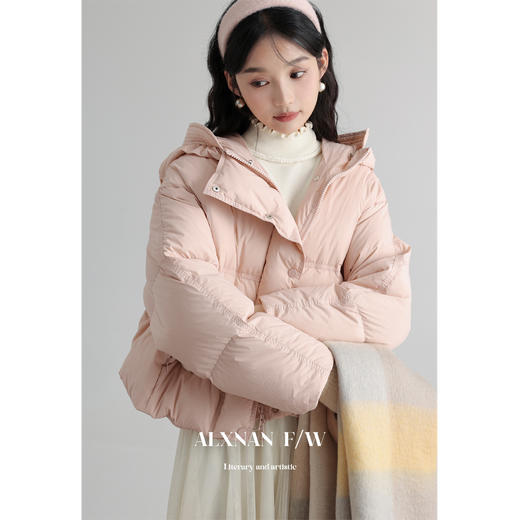 鹿向南《优雅主义》冬季90白鸭绒外套粉色短款羽绒服女 商品图2