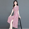 QYMTYH-239349-Y 红色印花连衣裙夏季新款碎花裙时尚气质女装中长款高腰A字裙 商品缩略图1