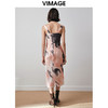 VIMAGE纬漫纪高级感荡领不规则印花显瘦宽吊带连衣裙秋季新款V2007601 商品缩略图4