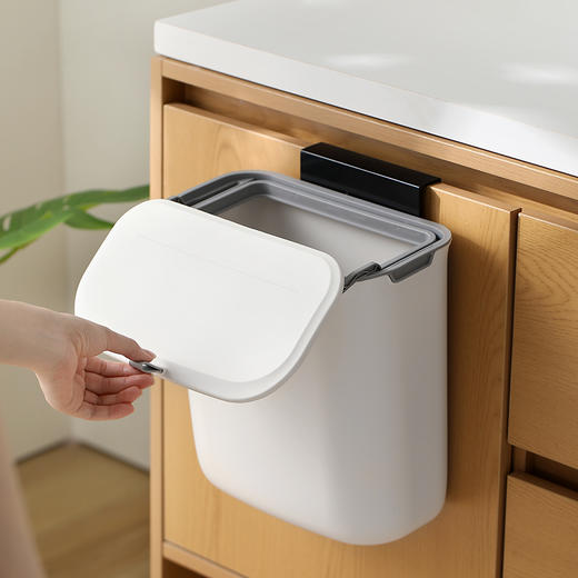 FaSoLa 厨房垃圾桶挂式家用带盖橱柜门壁挂式厨余垃圾筒悬挂式卫生间厕所 商品图1