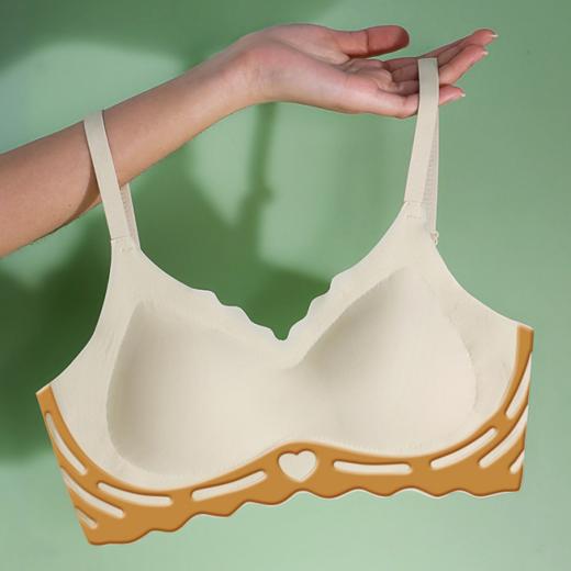 【裸感比没穿都还舒服！无痕冰丝吊带软支撑内衣女】深V领设计，清凉丝滑柔软承托，轻盈舒适无钢圈，细腻柔软薄而不漏，呵护肌肤亲肤舒爽，小胸聚拢薄款带胸垫文胸打底背心粉丝专属 商品图1