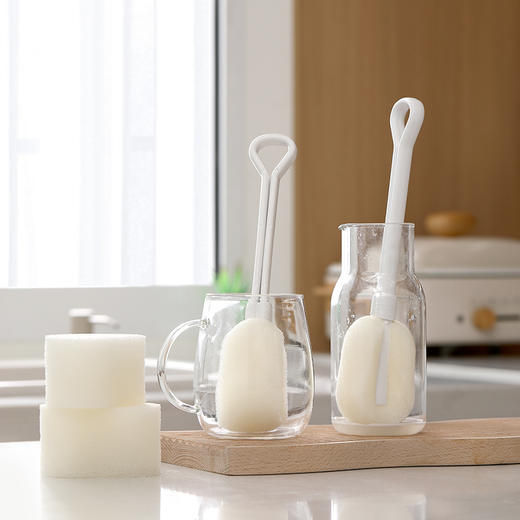 FaSoLa 长柄家用杯刷洗杯刷清洁刷无死角海绵刷子奶瓶刷可替换 商品图5