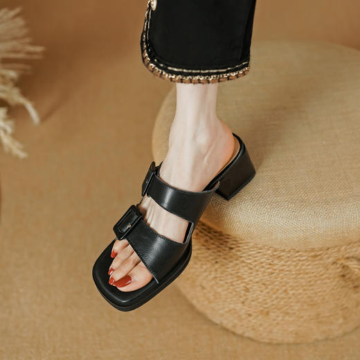 舒适百搭，里外全头层皮粗跟超轻发泡底质感拉满凉拖PS1377 商品图7