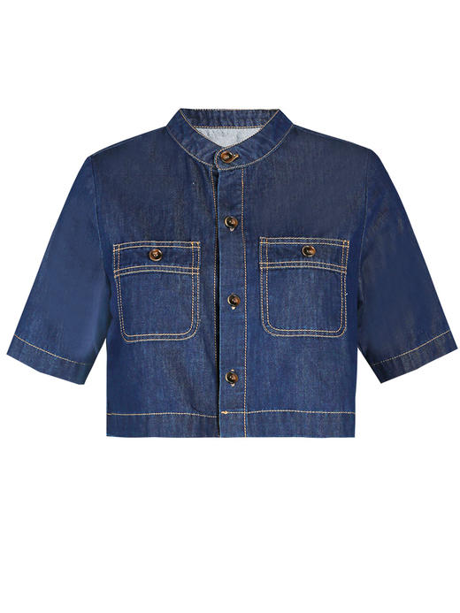 Self Who冰凉感短袖牛仔外套女小众风短款高腰透气柔软靛蓝短外套 商品图4