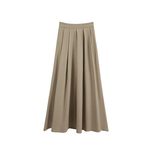 鹿向南《冬日暖温》咖色百褶半身裙女秋季款高腰小个子a字裙LXN21117 商品图3