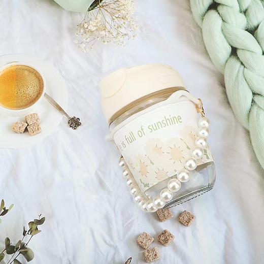 黛唯梵【水杯女手提珍珠杯伴手礼】郁金香杯子便携牛奶咖啡杯玻璃礼品吸管杯 商品图3