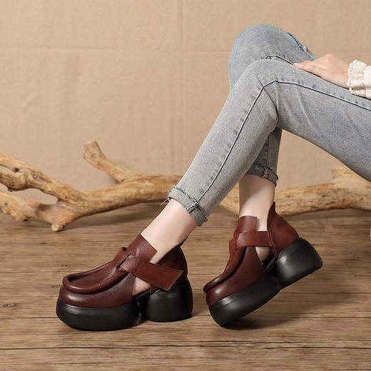 新款春夏厚底凉鞋女，复古民族风厚底轻便舒适包头罗马女凉鞋BC-2038-18 商品图3