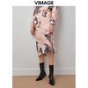 VIMAGE纬漫纪高腰包臀开叉粉色不规则印花高级感半身裙秋新款V2006601 商品缩略图2