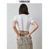 VIMAGE纬漫纪简约短款露腰修身白色T恤上衣时尚百搭秋季新款V2002602 商品缩略图4