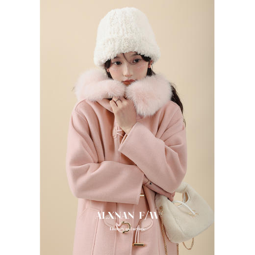 鹿向南《倾城之恋》小个子单面呢子外套女冬季2023新款牛角扣大衣 商品图0