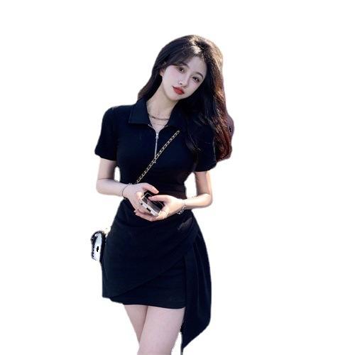 【夏季短袖polo连衣裙女2023年新款不规则收腰包臀】短裙显瘦辣妹裙子，更能凸显女性自信、独立的精神风貌。凭借其收腰设计和不规则裙摆，让你在街头尽显时尚辣妹范儿。 商品图4