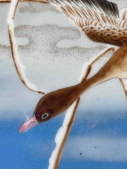 彩绘冬雪夕阳芦雁图瓷板，顺丰包邮 商品图9