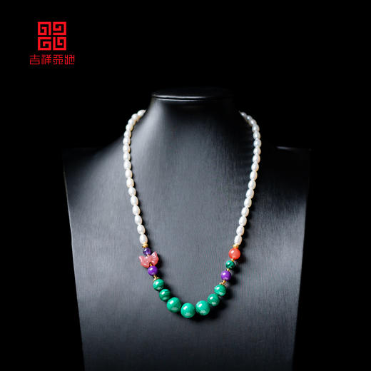 吉祥天地  孔雀石珍珠项链 商品图2