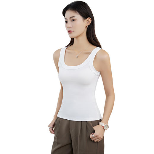 「三色可选！弹力舒适」纯棉吊带背心女内搭打底螺纹工字防走光无袖遮副乳夏外穿针织上衣 商品图4