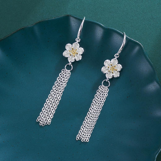 子佩集S925银荷花耳环【QBEH012】花丝荷花流苏2306 商品图6