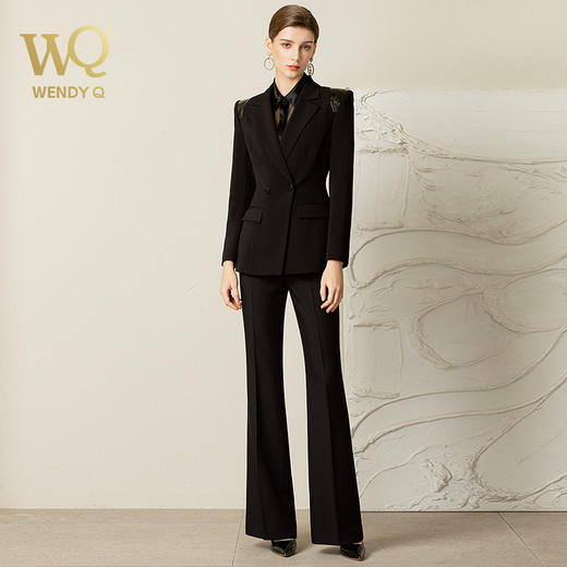 2023年春季新款英伦风洋气时尚套装黑色气质设计感时尚西服套裤女 商品图3