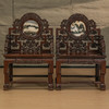 清 红木镶云石透雕灵芝纹扶手椅（一对） 商品缩略图0