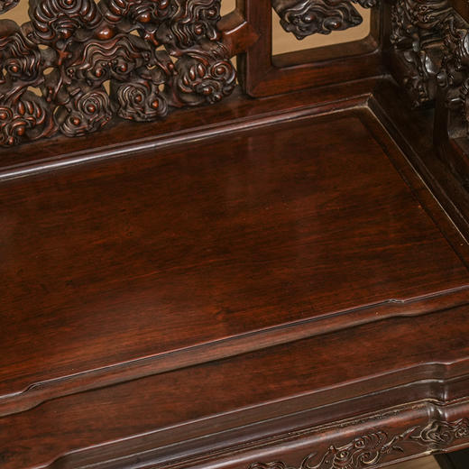 清 红木镶云石透雕灵芝纹扶手椅（一对） 商品图2