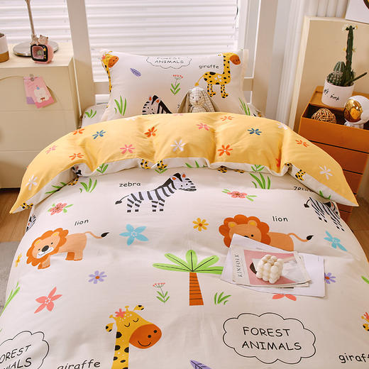 学生宿舍纯棉卡通被套三件套单人床上用品被罩床单全棉小清新春夏 商品图2