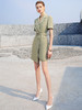 夏季新品绿色OL通勤连衣裙女短袖修身时尚职业装绑带西装裙气质 商品缩略图3