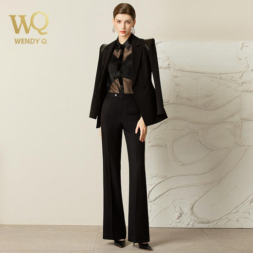 2023年春季新款英伦风洋气时尚套装黑色气质设计感时尚西服套裤女 商品图4