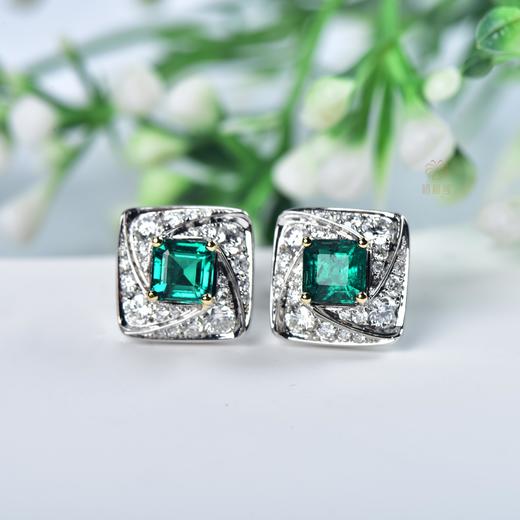 【简爱】祖母绿镶钻耳钉    CB12303103 商品图2