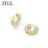 ZEGL彩色圆圈珐琅耳环女2023年新款潮耳钉小众设计感耳圈法式耳饰 商品缩略图0