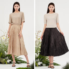 【商场同款】阿菁娜设计感宅寂风褶皱半身裙A30X213028
