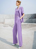 夏季紫色短袖西装套装女直筒微喇裤子时尚气质西服洋气休闲外套 商品缩略图3