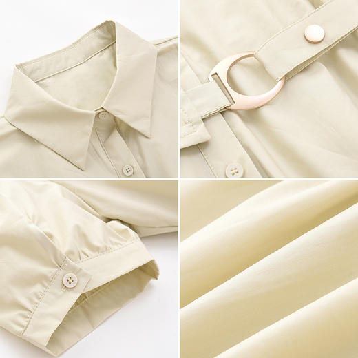 mc2翻领短袖连衣裙女装夏款腰部金属扣腰带收腰显瘦设计感衬衫裙 商品图2