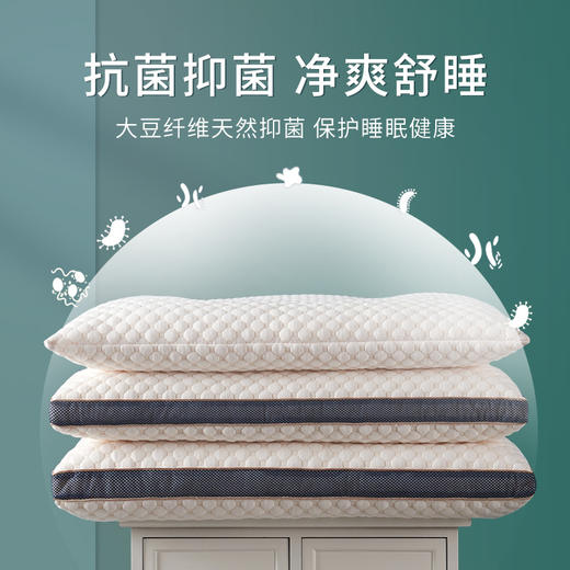 按摩枕头枕芯不塌陷护颈椎助睡眠大豆纤维家用整头枕头一对男单人 商品图3