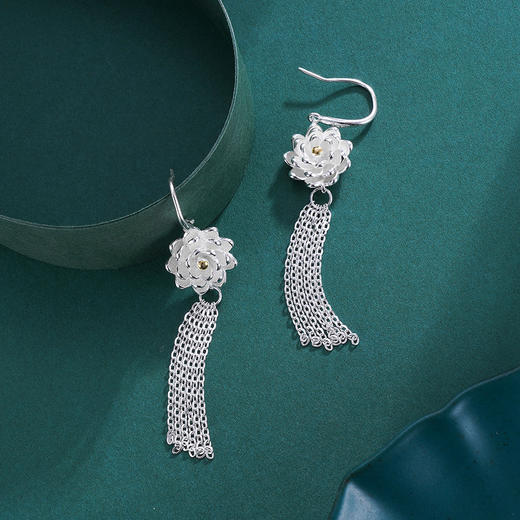 【莲花幕】子佩集S925银花丝耳环【QBEH011】荷花流苏2306 商品图8