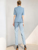 蓝色短袖西装小脚裤套装女气质正装职业装工作服夏季时尚西服套裤 商品缩略图4