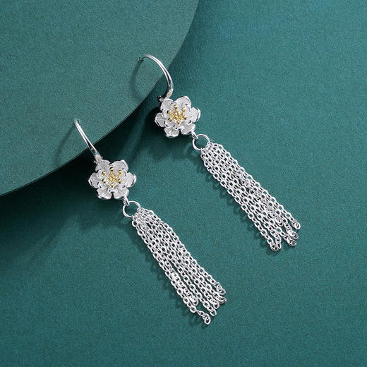 子佩集S925银荷花耳环【QBEH012】花丝荷花流苏2306 商品图9