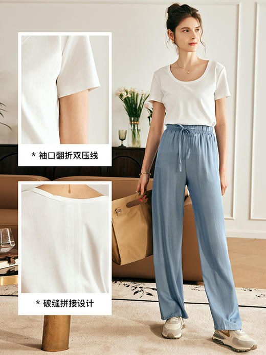 OLrain欧芮儿法式白色短袖T恤女夏季2023新款丝滑冰爽高级感上衣 商品图1