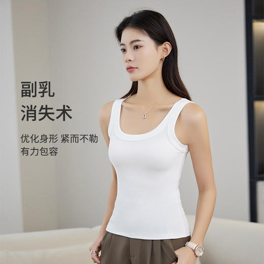 「三色可选！弹力舒适」纯棉吊带背心女内搭打底螺纹工字防走光无袖遮副乳夏外穿针织上衣 商品图1