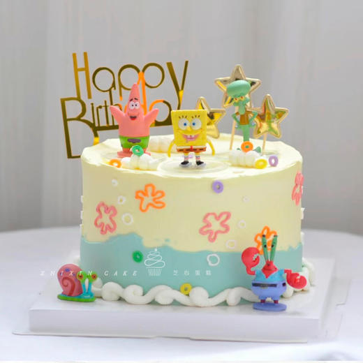 【海绵宝宝-海底】-儿童生日蛋糕-动物奶油 商品图0