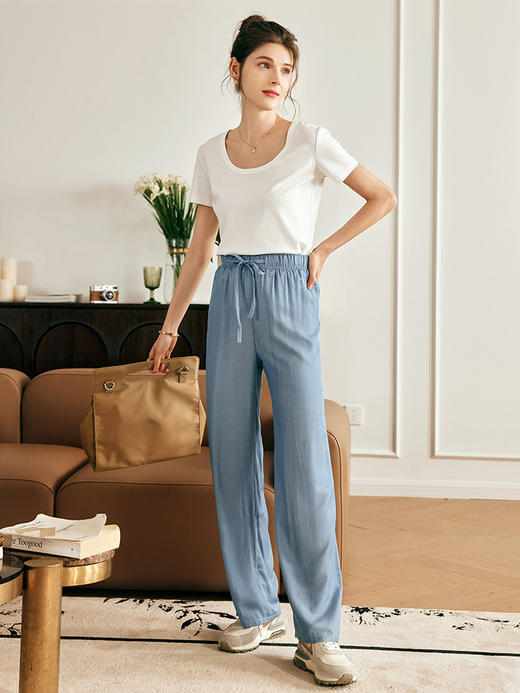 OLrain欧芮儿法式白色短袖T恤女夏季2023新款丝滑冰爽高级感上衣 商品图3