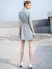 夏季新款高端OL时尚双排扣连衣裙短袖女气质主持人职业装西装裙 商品缩略图3