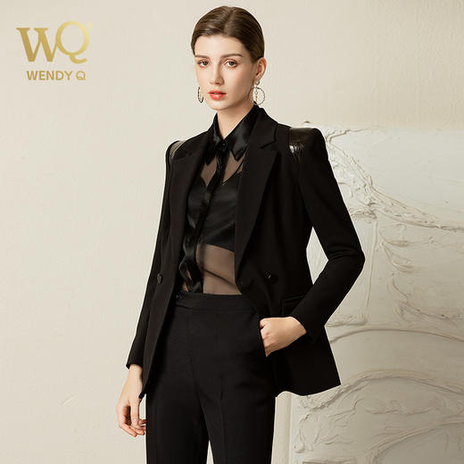 2023年春季新款英伦风洋气时尚套装黑色气质设计感时尚西服套裤女 商品图0