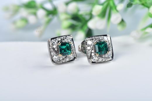 【简爱】祖母绿镶钻耳钉    CB12303103 商品图3