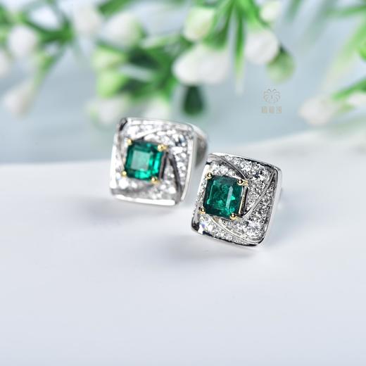 【简爱】祖母绿镶钻耳钉    CB12303103 商品图1