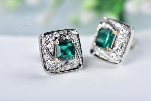 【简爱】祖母绿镶钻耳钉    CB12303103 商品图5