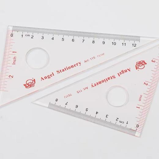 小天使三角板 绘图测量三角套尺12CM高透明度有机三角尺天使文具115学生文具2把一套 商品图1