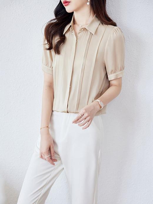 真丝衬衫夏新气质翻领单排扣修身显瘦桑蚕丝上衣HR-WL61829 商品图2